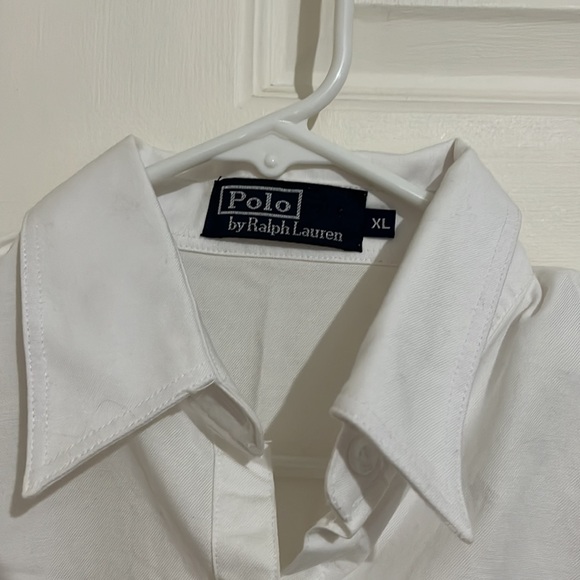 Ralph Lauren Polo Button Down Blouse White with Pink logo - Picture 2 of 6